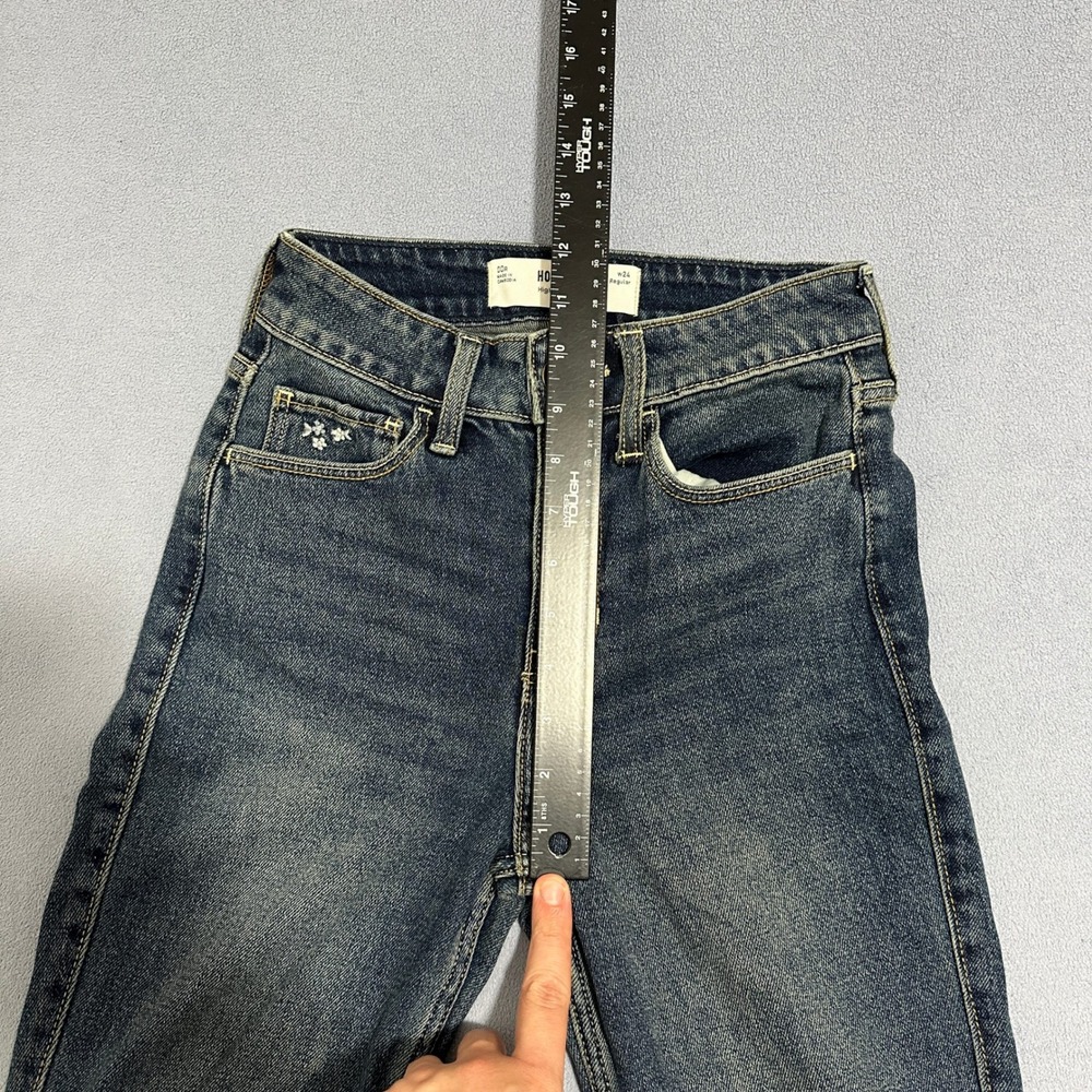 Hollister High-Rise Flare Leg Jeans Embroidered Dark Wash Blue Size W24 L32 - Picture 7 of 12